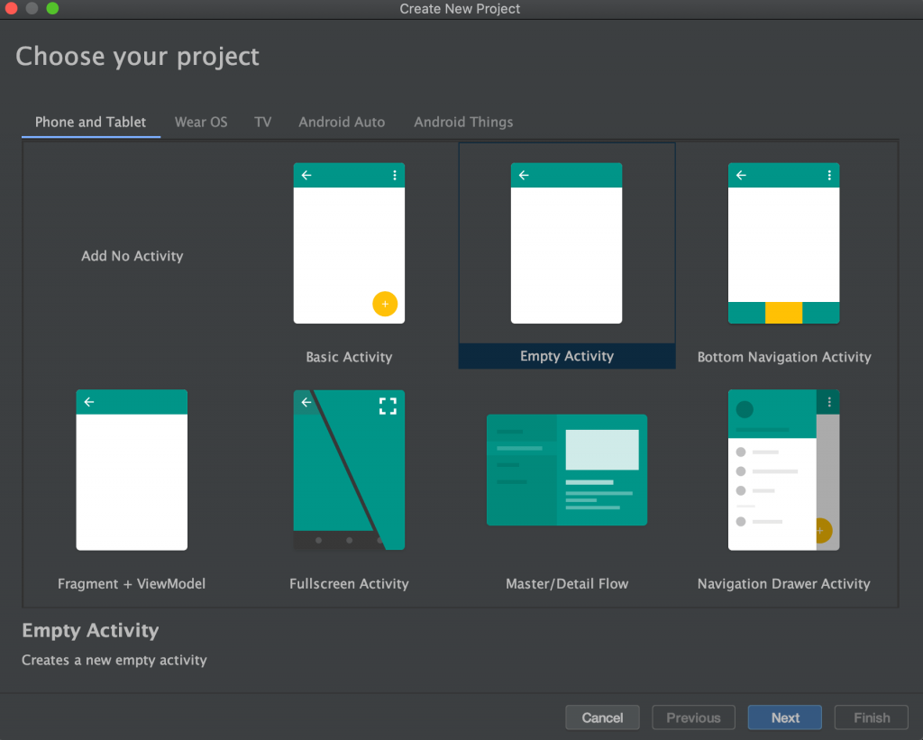 Choosing Project Android Studio Screenshot