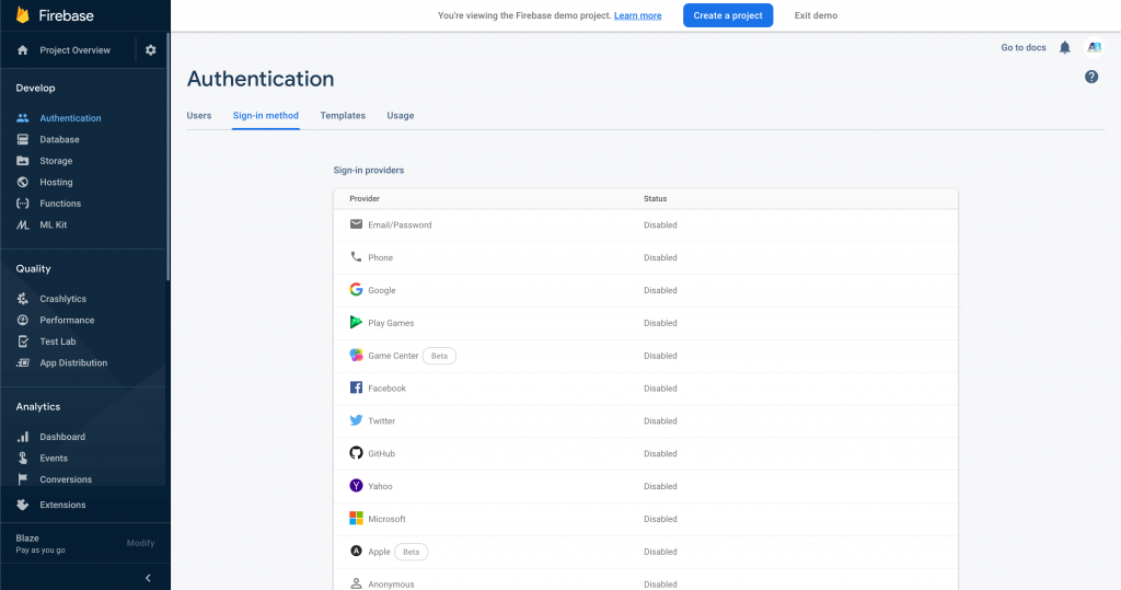 Firebase Auth Screenshot