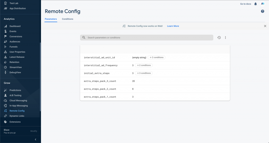 Firebase Remote Config Screenshot