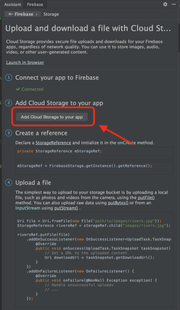 Adding Firebase Cloud Storage to Android