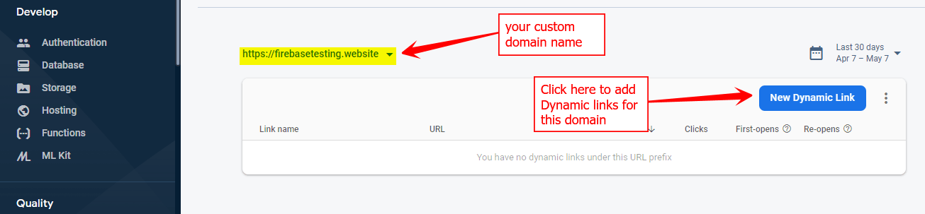Custom Domain in Firebase console