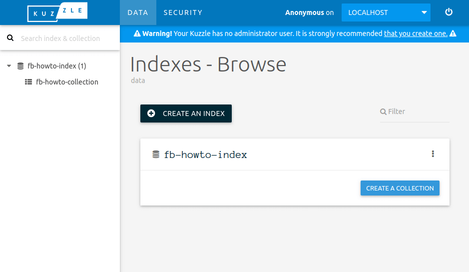 kuzzle dashboard