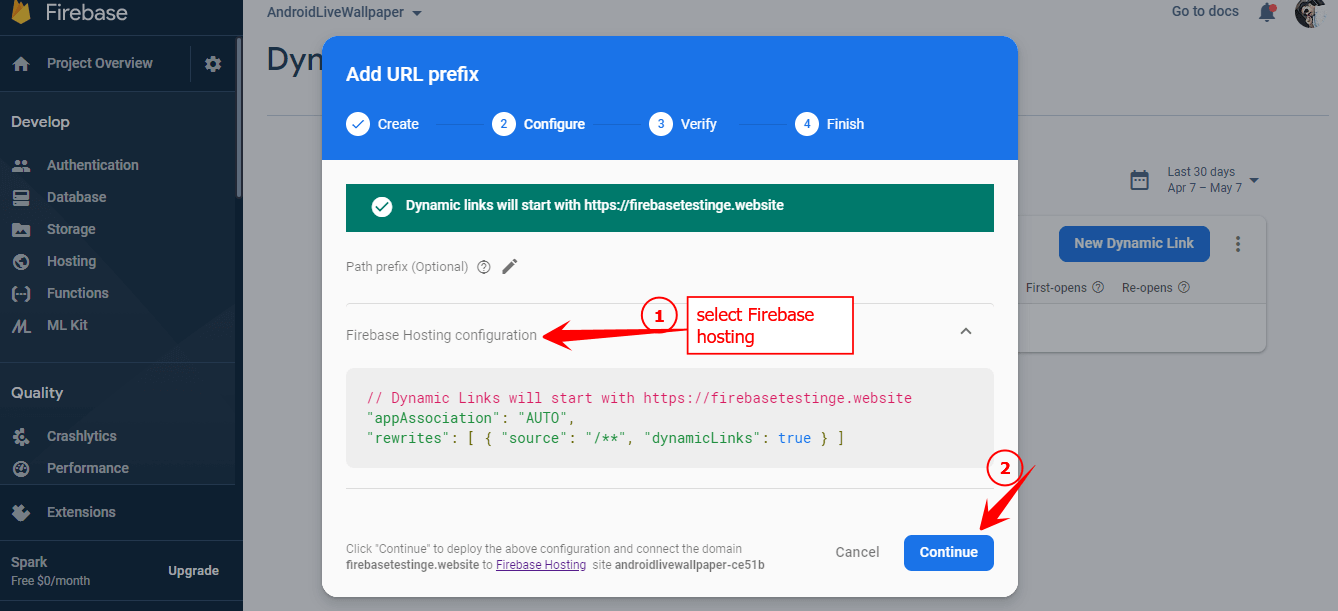 Custom Domain dynamic links with Firebase Hosting