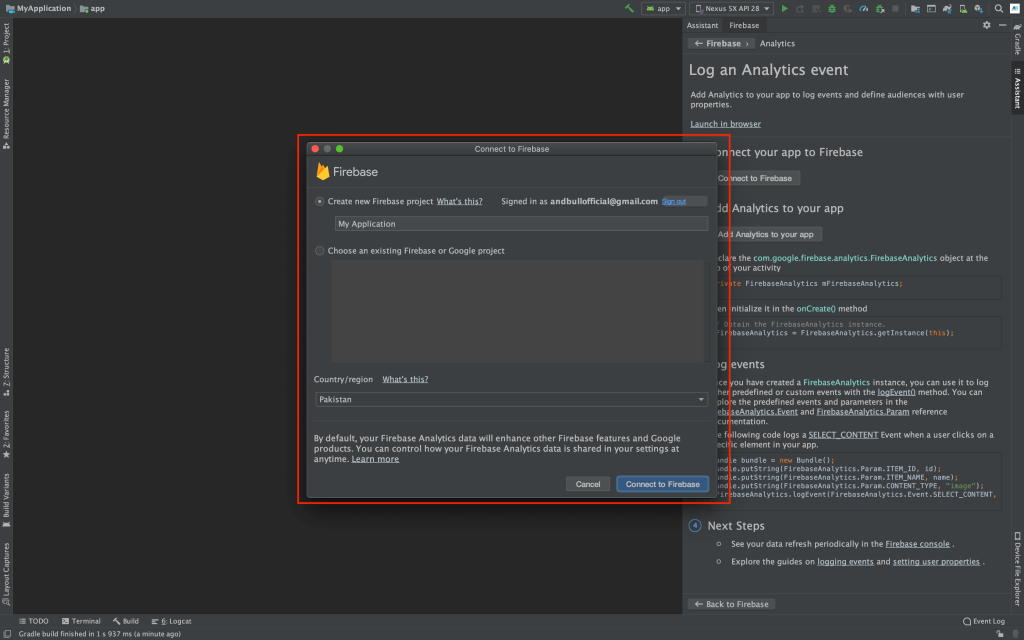 Android studio firebase