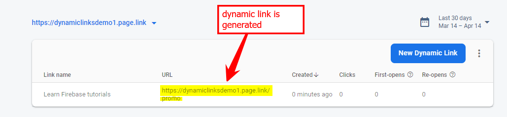 dynamic link created