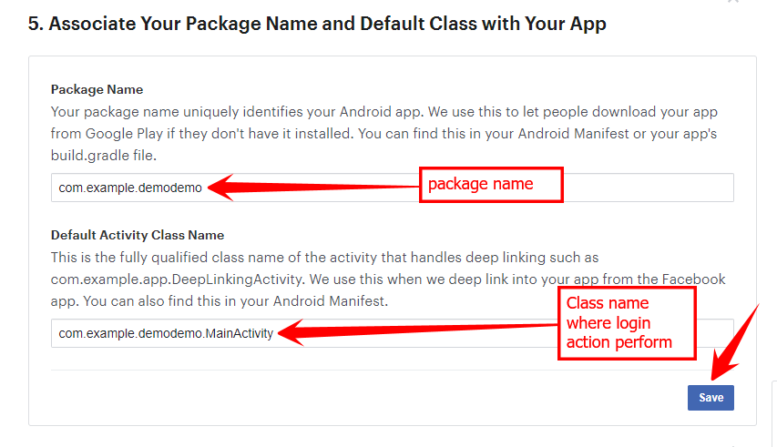 Add package Name and class name