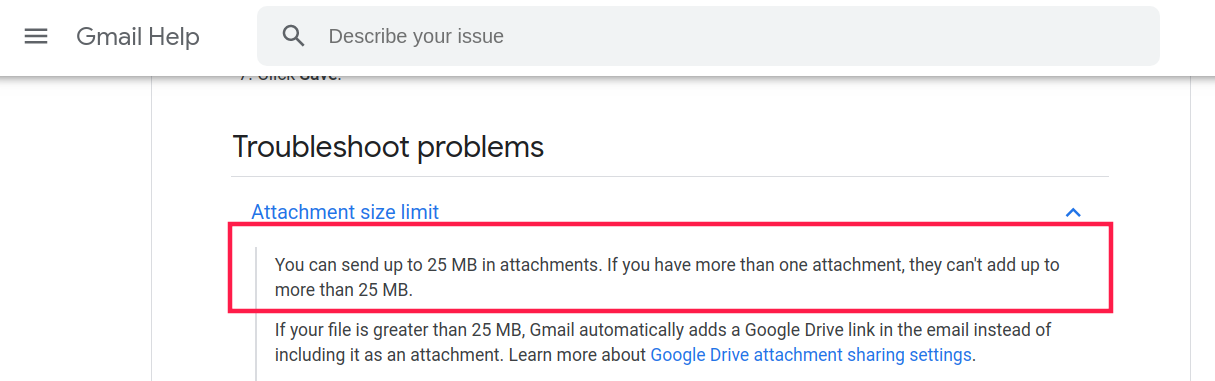  Límite de tamaño de archivo de Gmail